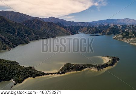 Pyramid Lake In California. It Is A Reservoir Formed By Pyramid Dam On Piru Creek In The Eastern San