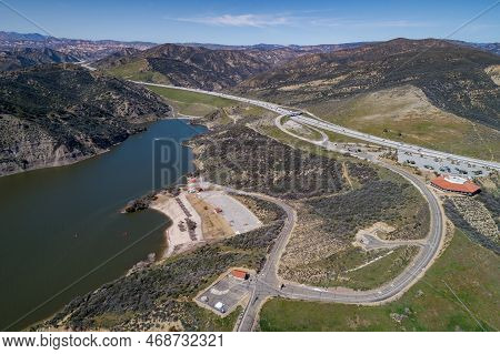 Pyramid Lake In California. It Is A Reservoir Formed By Pyramid Dam On Piru Creek In The Eastern San