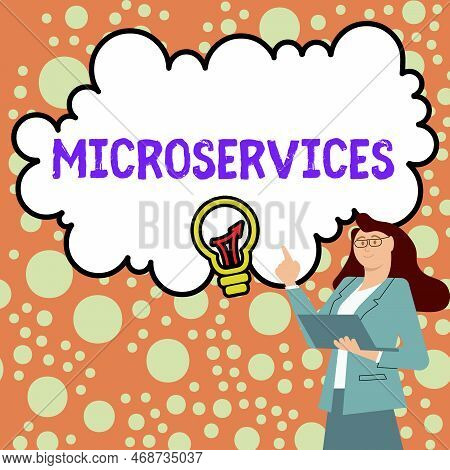 Hand Writing Sign Microservices. Internet Concept Software Development Technique Building Single Fun