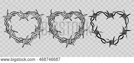 Gothic Barbwire Howing Heart Shape. T-shirt Print For Valentine\'s Day Or Halloween. Hand Drawing Il
