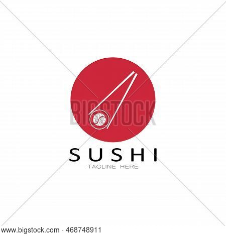 Sushi Logo Template.vector Icon Style Illustration Bar Or Shop, Sushi,salmon Roll,sushi And Rolls Wi