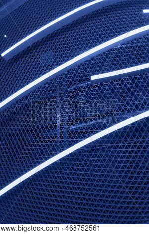 Ceiling With Modern Led Lamps. Mesh Suspended Ceiling With Led Lights In Modern Shopping Center. Sus