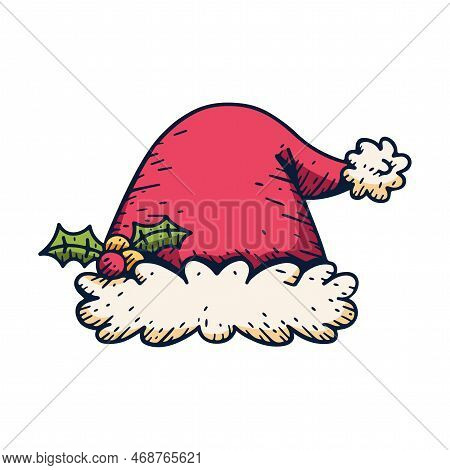 Vector Cartoon Cute Christmas Hat Illustration Isolated