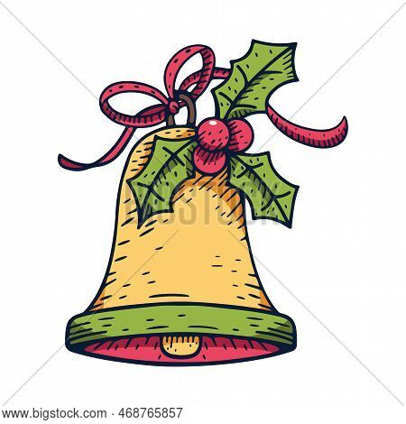 Vector Cartoon Cute Christmas Bell Illustration Isolated