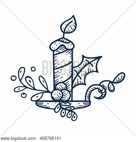 Vector Cartoon Cute Christmas Candle Illustration Isolated