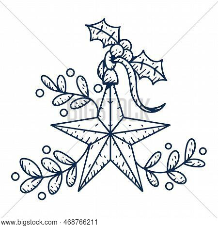 Vector Cartoon Cute Christmas Star Illustration Isolated