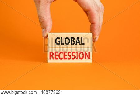 Global Recession Symbol. Concept Words Global Recession On Wooden Blocks. Beautiful Orange Table Ora