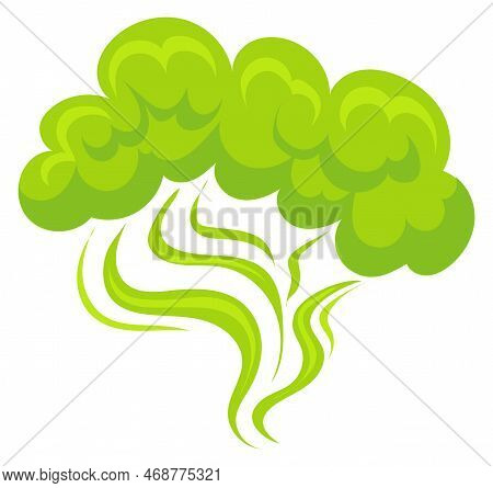 Green Smoke Cloud. Toxic Smell. Cartoon Scent Isolated On White Background