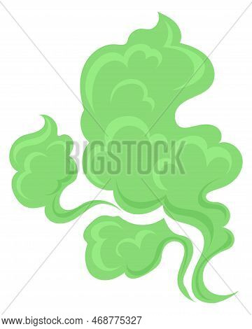 Toxic Cloud. Cartoon Green Fart. Bad Scent Isolated On White Background