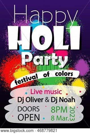 Happy Holi Party Vertical Flyer Vector Illustration