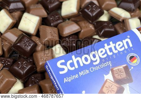 Kyiv, Ukraine - May 4, 2022 Schogetten Chocolate. Chocolate Goods Produced By Ludwig Schokolade Gmbh