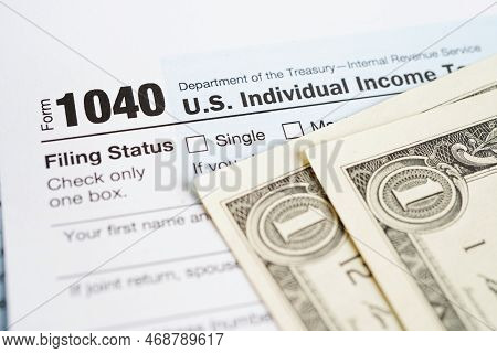 Tax Form 1040 U.s. Individual Income Tax Return, Business Finance Concept.
