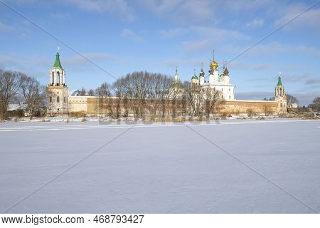 View Of The Ancient Spaso-yakovlevsky Dmitriev Monastery On A Sunny January Day. Rostov, Golden Ring