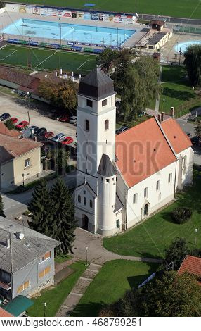 Krizevci, Croatia - October 08, 2011: Church Of The Holy Cross In Krizevci, Croatia On October 08, 2