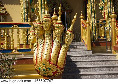 Ancient Face Of Human On Naga Of Himmapan Animal Creature Of Himavanta  Legendary Forest On Stair Of