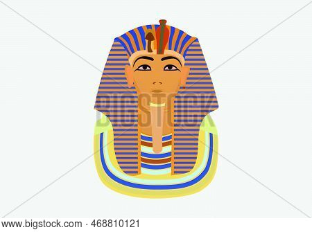 Colorful Vector Burial Mask Illustration Egyptian Golden Pharaohs Mask Icon Flat Isolated On Backgro