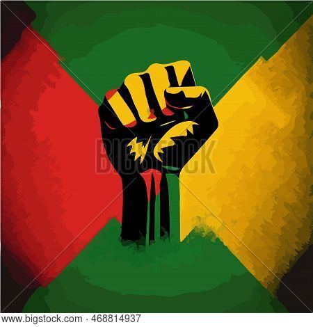 Clenched Fist With Pan African Colors Representing Streng In The Black History Month
