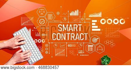 Smart Contract Theme With Person Using A Computer Keyboard