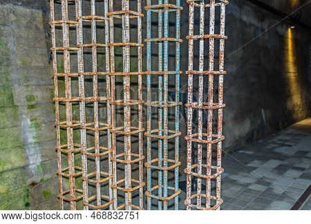 Columns Constructed Of Rusted Rebar