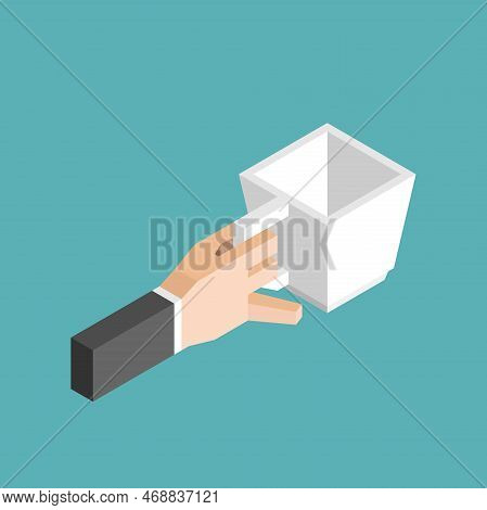 Isometric Pinky Up Etiquette Hand With Empty Cup. Manners, Drinking, Gesture, Breakfast And Break Co