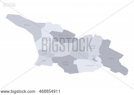 Georgia Political Map Of Administrative Divisions - Regions And Autonomous Republics Of Abkhasia And