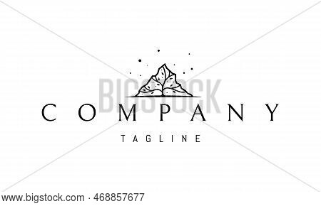 Vector Logo On Which An Abstract Image Of A Mountain With A Tree Inside Against The Background Of St