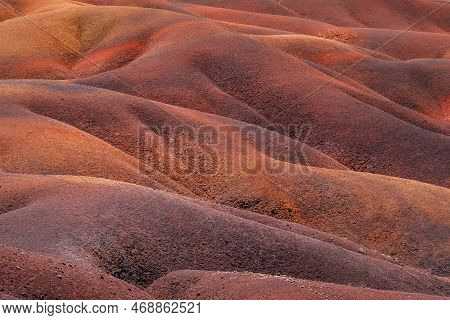 Unique Seven Gradual Colors Soil Dunes - Popular Touristic Destination On Mauritius Island. Surreali