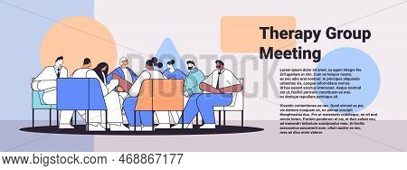 Mix Race Businesspeople Team Sitting At Round Table Discussing During Conference Meeting Teamwork Co