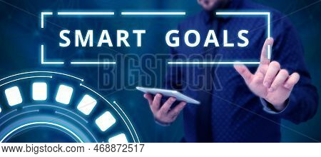 Handwriting Text Smart Goals. Internet Concept Mnemonic Used As A Basis For Setting Objectives And D