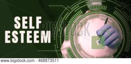 Text Showing Inspiration Self Esteem. Business Overview A Feeling Of Having Respect For Yourself And
