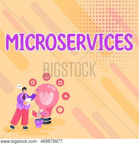 Text Showing Inspiration Microservices. Conceptual Photo Software Development Technique Building Sin