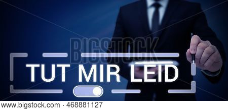 Text Sign Showing Tut Mir Leid. Business Approach Asking Forgiveness For What Have Been Done In The 
