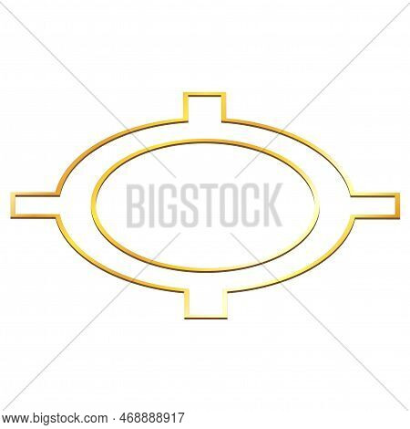 Golden Universal Currency Sign Outline Isometric Top View Isolated On White. Character Used To Denot