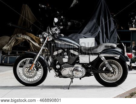 Minsk, Belarus, January 2023 - Super Bike Harley Davidson. Classic Motorcycle