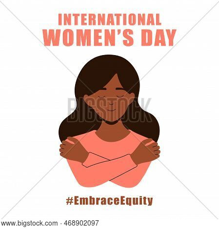 International Womens Day Concept Poster. Embrace Equity African Woman Illustration Background. 2023 
