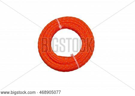 Orange Fishing Line For A Brush Cutter On A White Background