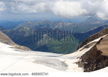 Mountain Snow And Glacier Panorama And Grossglockner High Alpine Road In Glockner Group, Austria