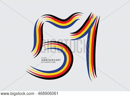 51 Years Anniversary Celebration Logotype Colorful Line Vector, 51th Birthday Logo, 51 Number, Banne