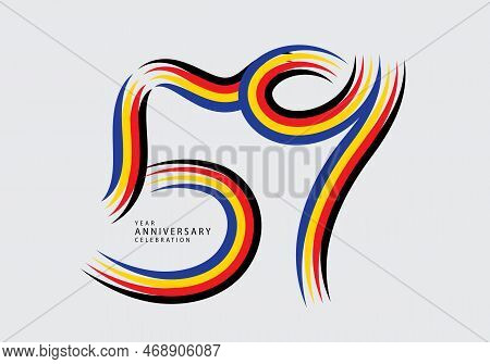 59 Years Anniversary Celebration Logotype Colorful Line Vector, 59th Birthday Logo, 59 Number, Banne
