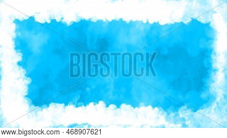 Bright Blue Clouds Tonnel To Heaven Or Paradise, Frame - Abstract 3d Rendering