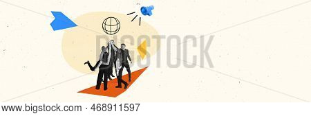 Contemporary Art Collage. Conceptual Design. Succesful Work Of The Team. Lauching Startup. Partnersh