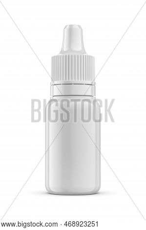 Blank White Medicine Plastic Bottle For Liquid Dropper Isolated On White Background. 10ml. 3d Render