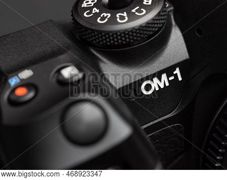 Galati, Romania - January 12, 2023: Om System Presenting The New M43 Mirrorless Camera Om-1 To Local