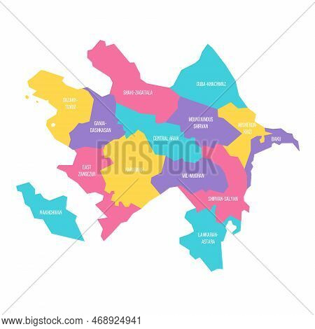Azerbaijan Political Map Of Administrative Divisions - Districts, Cities And Autonomous Republic Of 