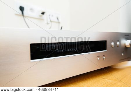 Paris, France - Dec 13, 2022: Completed Message On Dot Matrix Display On The Device Onkyo Ns-6170 Ne