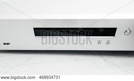 Paris, France - Dec 13, 2022: Wi-fi Setup On Dot Matrix Display On Onkyo Ns-6170 Network Audio Playe
