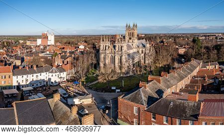Selby, North Yorkshire, Uk - January 16, 2023.  An Aerial View Of The Yorkshire Market Town Of Selby