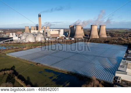 Drax Power Station, Uk - January 16, 2023.  An Aerial View Of Drax Power Station Near Selby In North