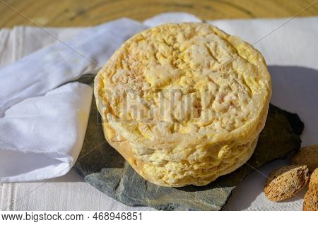 Tasting Of Local Portuguese Matured Cheese Queijo Serpa,  Setubal Area, Portugal
