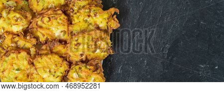 Bakwan Is A Fried Food Made From Vegetables And Flour That Is Commonly Found In Indonesia. Served Wi